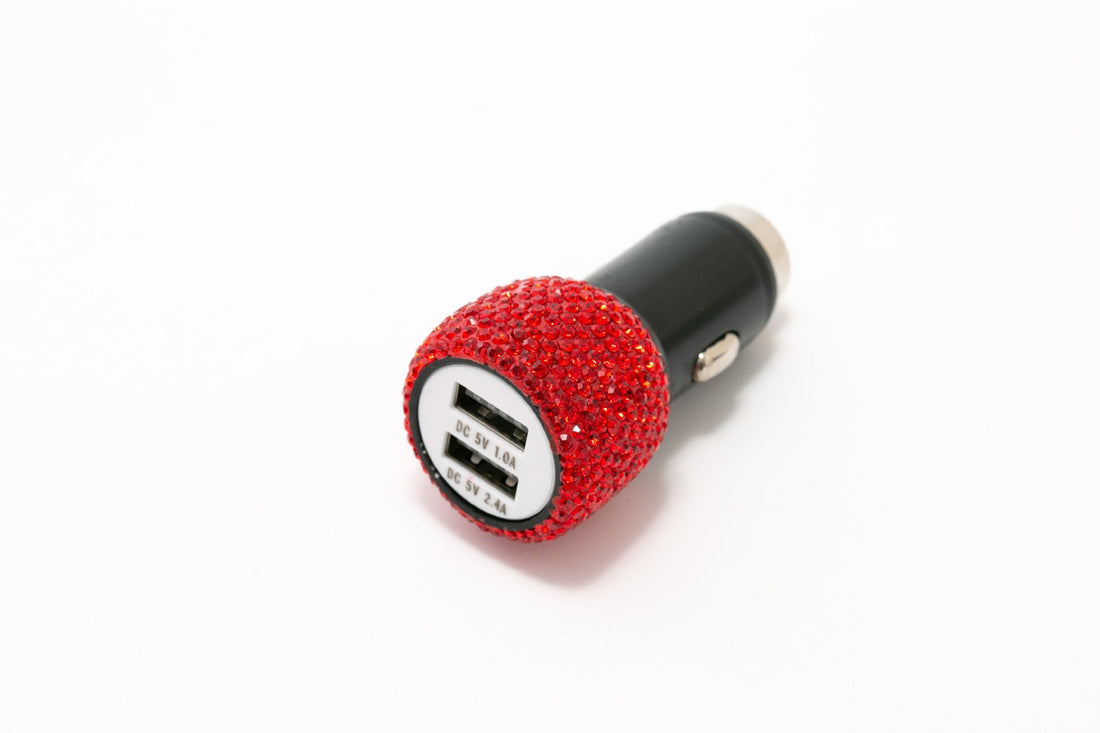 2.4A Dual Port Car Mobile Phone Charger With One For Two Diamond - Inlaid Dual Usb Car Charger Travel Car Charging Head - Zambeel