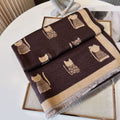 Cute Kitten Plaid Contrast Color Cashmere Shawl Scarf - Zambeel
