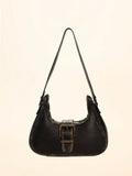 Vintage Vegetable Tanned Brushed Distressed Leather Pin Buckle Shoulder Bag - Zambeel
