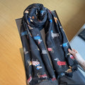 Women's Artistic Travel Shawl Dog Pattern Warm Long Scarf - Zambeel