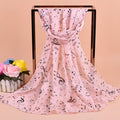 Women's Fashion Casual Note Print Chiffon Silk Scarf - Zambeel