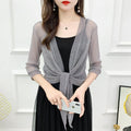 Women's Gold And Silver Silk Mesh Shawl - Zambeel